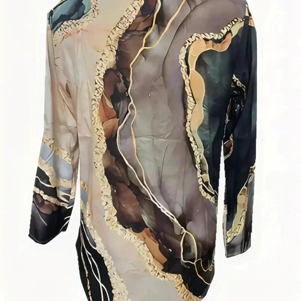 Print V-Neck Blouse - Picture 2 of 4